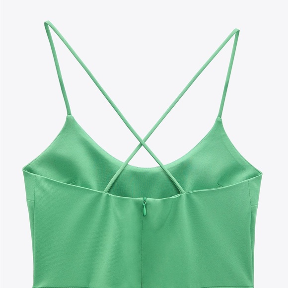 ZARA Kelly Green Stretch Cross Back Slit Midi Dress $49.90 - Picture 6 of 7
